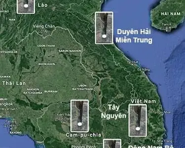 Bản đồ phân bố các vùng trồng cao su ở Việt Nam